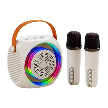 Караоке-машина с микрофон, Преносима система високоговорители Bluetooth с 1-2 безжични микрофони, домашна Семейна поющая машина