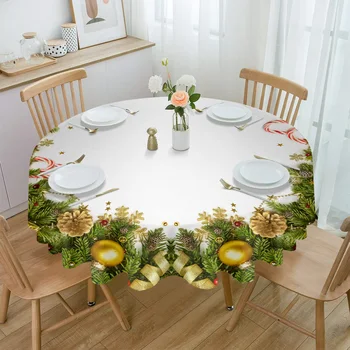 Коледна борови Иглички, Кръгла Покривка със Задно осветяване, Водоустойчив Капак за масата за Сватбеното парти, Коледна Покривка за масата за хранене