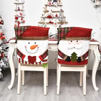 Коледна украса 2023 Калъф За стола на Дядо Коледа, Снежен човек Ръкав за Стола Фестивал за Коледна Украса Домашно парти Фестивален Декор