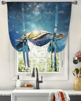 Костенурка Звезди на Млечния Път на Прозорец Завеса за Хола Начало Декор Щори Щори В Кухнята Къси Завеси на Експозиции