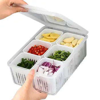 Кутия за съхранение на пресни продукти в хладилника за 6-в-1 Кутия За съхранение на Прясна храна В хладилника Цедка За съхранение на хранителни продукти Цедка За Съхранение
