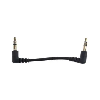 Метален кабел Двойна 90 Градуса Правоъгълен 3,5 мм мъж към мъж Стерео AUX кабел Тел за автомобилни високоговорители AUX