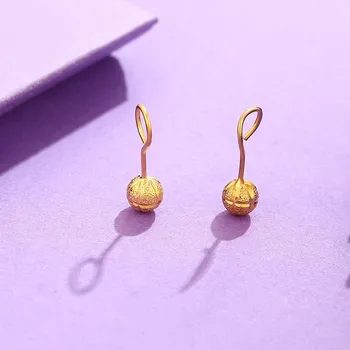 Модерни обеци с 24-каратово златно покритие, Очарователен и нитове за уши, Модни обеци с позлатените топче, Благородни украса за момичета