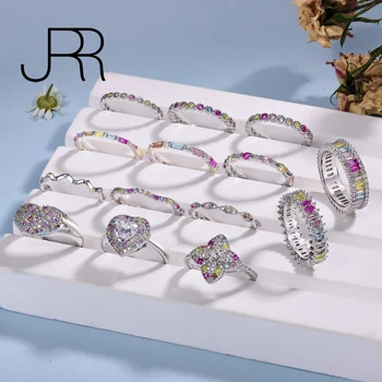 Нов прием, Коктейл Сребро 925 Проба, цветни Высокоуглеродистые диаманти, скъпоценни камъни, Модерен пръстен, фини бижута, Безплатна доставка