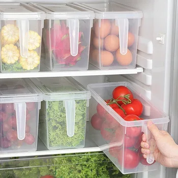Нови Кухненски кутия за съхранение на продукти, Контейнер за съхранение на зеленчуци, Органайзер за съхранение на пресни продукти, Кутия за съхранение в хладилника с капак, 5л
