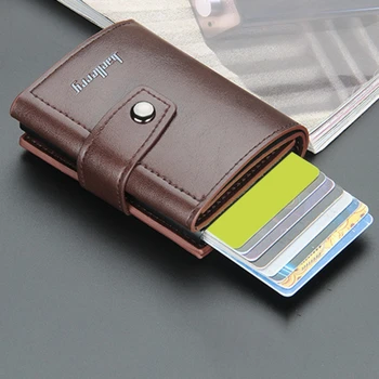 Новият притежател на кредитна карта Business ID За мъже и жени, Метална RFID Реколта алуминиева кутия, Портфейл за карти от изкуствена кожа, Забележка Carbon