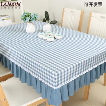 Покритие на масата по поръчка, покривката от памук и лен, текстилен калъф, правоъгълна масичка за кафе в клетката