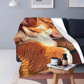 Сънливи Трикольор флисовое одеяло Corgi от ультрамягкого микро-руно, Модерен Преносим хубав Подарък, защита от запълване