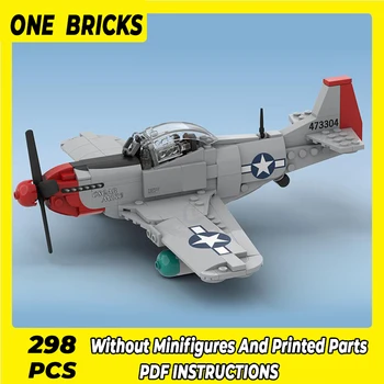 Технически Moc Тухли, Модел P-51D Боен Кон Червен Нос Боец Модулни Градивни елементи Подаръци, Играчки За Деца, Комплекти 
