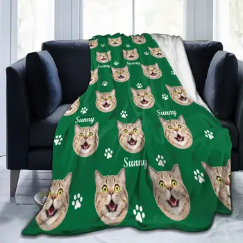 Флисовое одеяло с портрет на домашен любимец по поръчка за Дивана, Персонални фланелен одеяла с изображение на котка/Куче, Домашен декор, опаковане Дропшиппинга